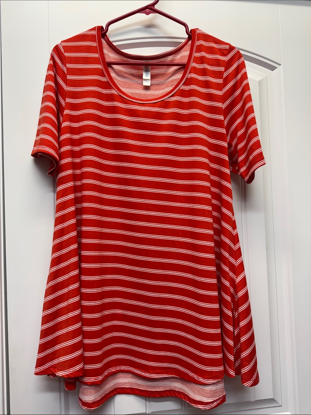 LuLaRoe Perfect T Orange with white stripes size L